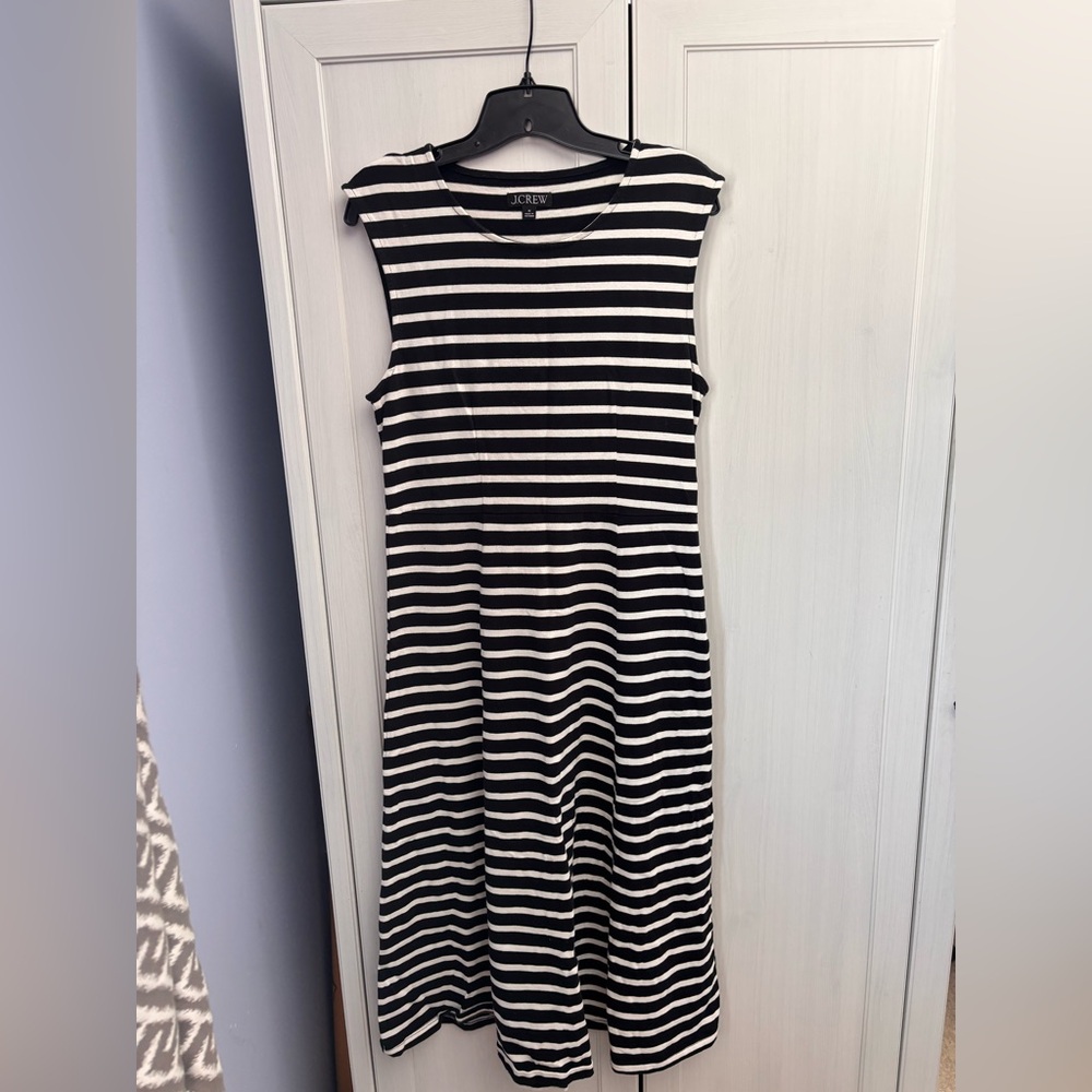 J.Crew Classic Navy and White Striped Midi Dress
